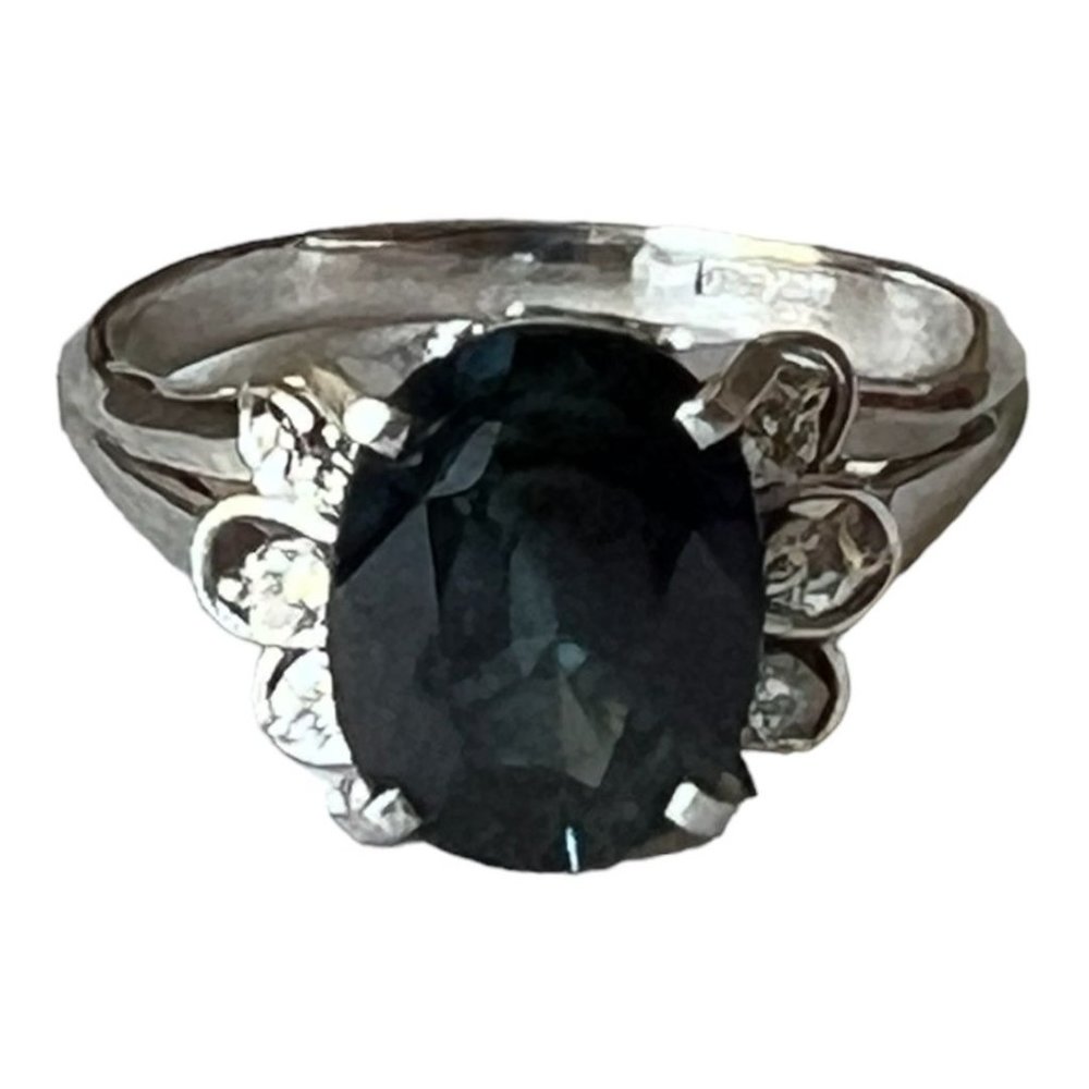 Diamond Sapphire Ring 5 Carat - Pt900 Platinum Size: 7 1/2 - 1144